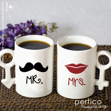 Red Lips and A Moustache © Personalised Couple Mugs