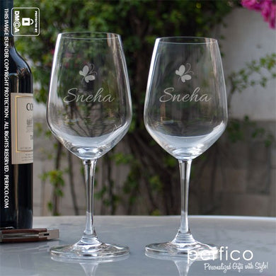 Butterfly © Personalized Wine Glasses - SET of 2