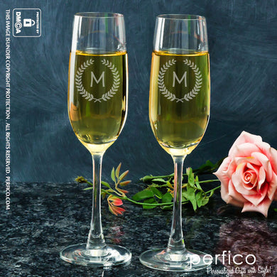 Crest © Personalized Champagne Glasses- Set of 2