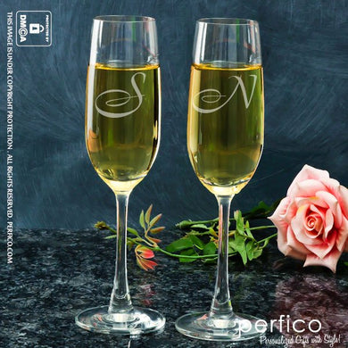 Monogram © Personalized Champagne Glasses - Set of 2