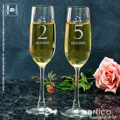 Celebration © Anniversary Set Personalized Champagne Glasses