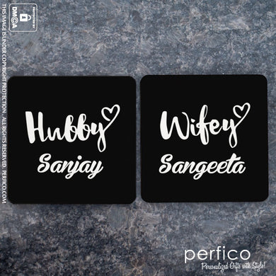 Wifey and Hubby © Personalized Coasters