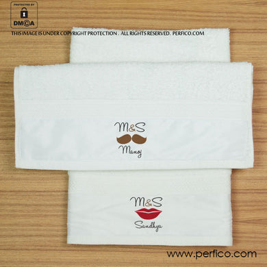 Red Lips and a Moustache © Personalized Hand Towel Set for Couples