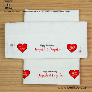 Two Hearts © Personalized Hand Towel Set for Couples