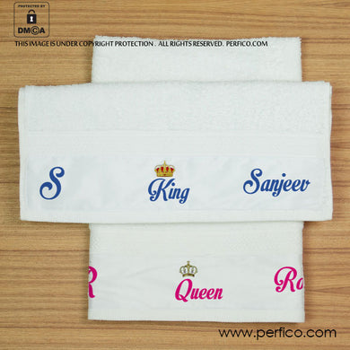 King and Queen © Personalized Hand Towel Set for Couples