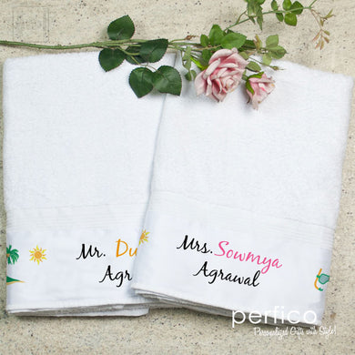 Honeymoon © Personalized Towel Set for Couples - 2 Towels