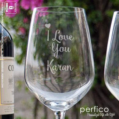 I Love You © Personalized Wine Glasses - SET of 2