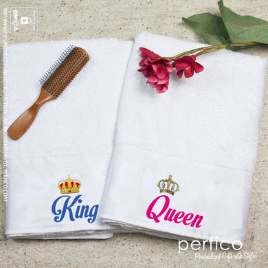 King and Queen © Personalized Towel Set for Couples - 2 Towels