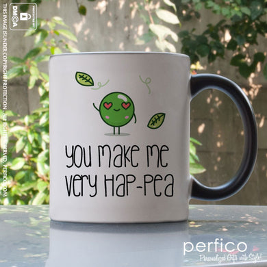 You make me Hap-pea © Personalized Magic Mug for Girlfriend