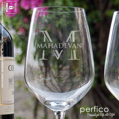 Monogram II © Personalized Wine Glasses - SET of 2