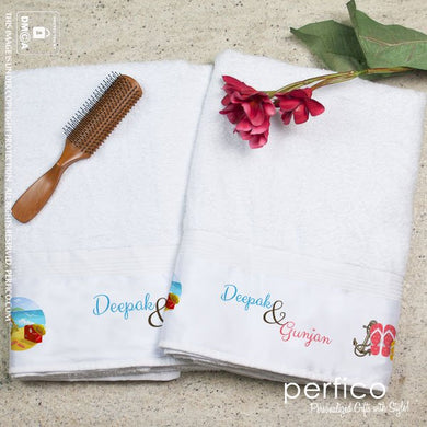 Off We Go © Personalized Towel Set for Couples - 2 Towels