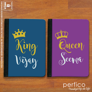 King and Queen © Personalized Passport Holder and Cover Set for Couples