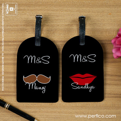 Red lips and Moustache © Personalized Bag Tag