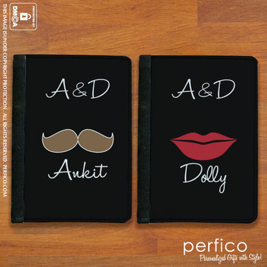 Red Lips and Moustache © Personalized Passport Holder and Cover Set