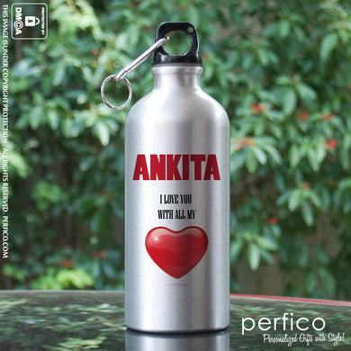 With all my Heart © Personalized Water Bottle for Girlfriend