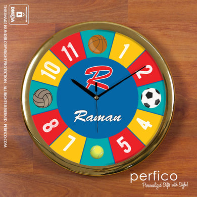 I Love Sports © Personalized Round Wall Clock