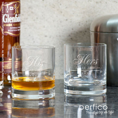 His and Hers © Personalized Whisky Glasses - SET of 2