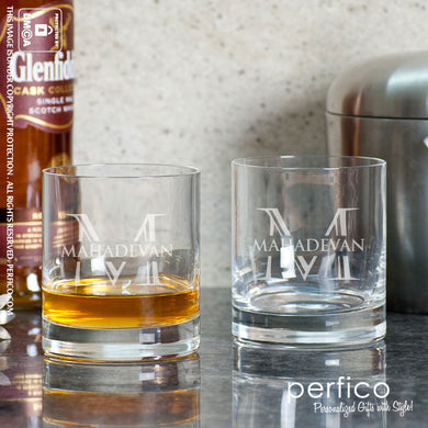 Monogram II © Personalized Whisky Glasses - SET of 2