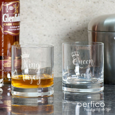 The King and Queen © Personalized Whisky Glasses - SET of 2