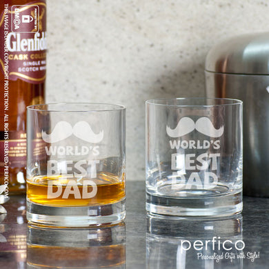 Worlds Best Dad © Personalized Whisky Glasses - SET of 2