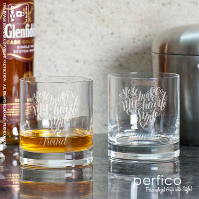 You Make My Heart Smile © Personalized Whisky Glasses - SET of 2
