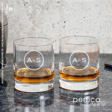 Circle Monogram © Personalized Whisky Glasses - SET of 2