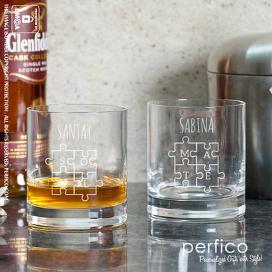 Soul Mate © personalized Whisky Glasses for Husband and Wife