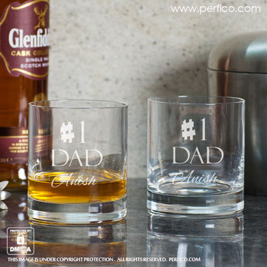 No 1 Dad © Personalized Whisky Glasses - SET of 2